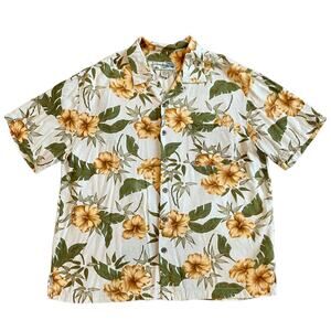 HAVANA JACK'S Cafe Men's L Rayon Hawaiian Tropical Button Up Short Sleeve Shirt